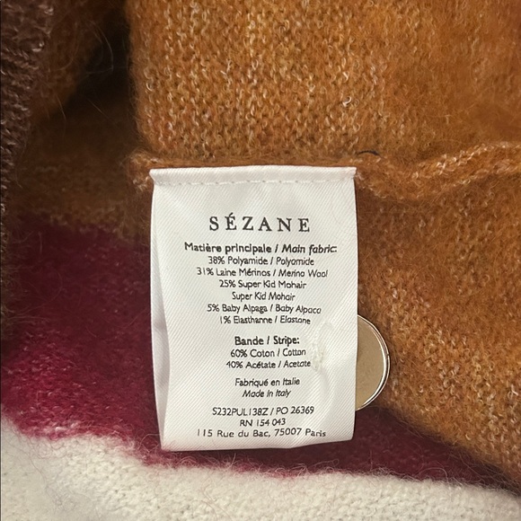 Sezane NWT Multicolor Luxurious Merino Wool Mohair Sweater Top **Size S** 🌺🌺 - Picture 7 of 7